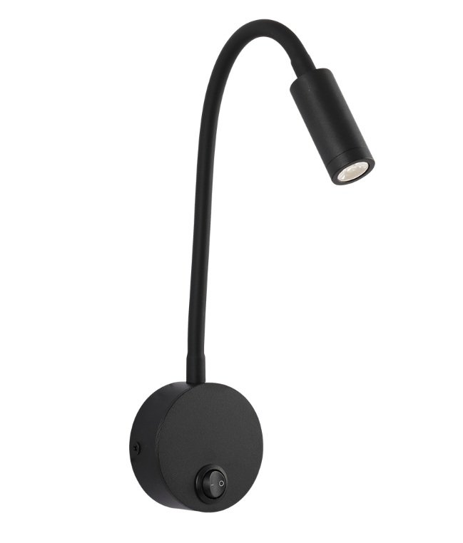 APLIQUE LED 3W NEGRO C/INTERRUPTOR 3000K